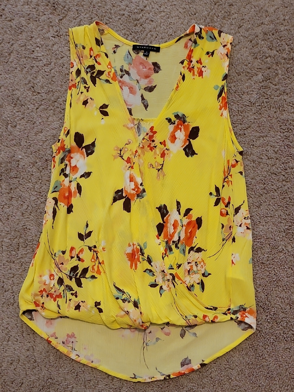 Staccato Yellow Floral Sleeveless V-Neck Top